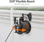 Giraffe Tools Garden Hose Reel Wall Mount, 125FT 5/8" Hose Capacity, Heavy Duty Water Hose Reel for Outside, Retractable Hose Guide with Crank, 210° Swivel, for Yard Lawn Garage - Image 4