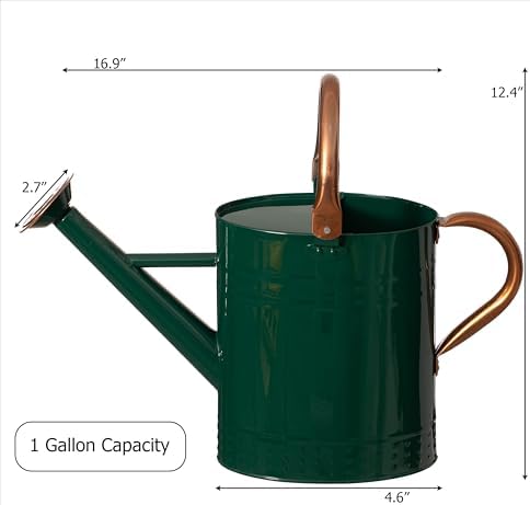 Gardenised 1 Gallon Galvanized Metal Watering Can with Removable Long Spout & Sprinkler Head for Indoor & Outdoor Use Ideal for Garden Flowers Potted Plants Houseplants Modern Home Accessories, Green - Image 6