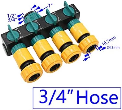 Garden Plumbing Hose Adapter Female 1/2" 3/4" 1" Turn 1/2 3/4 Hose 4 Way Garden Faucet Hose Manifold 16MM 20MM Shunt Four-outlet Irrigation Valve (Color : White) - Image 4