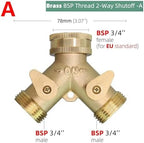 1PCS 3/4'' Heavy Duty Brass Garden Hose Connector Tap Splitter 2 Way Hose Spigot Adapter With 2 Valves Y Watering Irrigation Joints(A) - Image 2