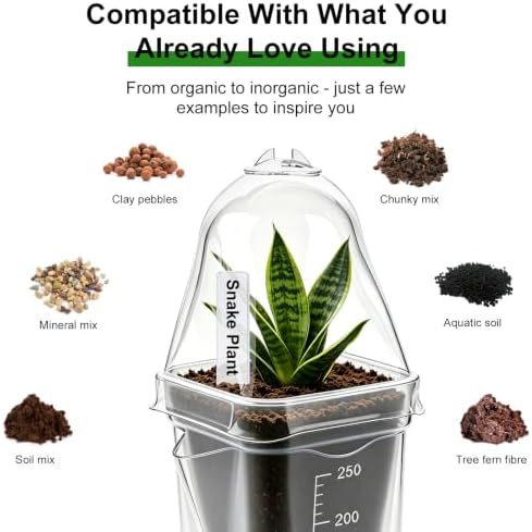 12 Pcs Self Watering Pots with Humidity Dome for Indoor Plants - Small Clear Propagation Cups, Plastic Tissue Culture Acclimation Kit for African Violet, Succulent, Alocasia, Hoya（Pink） - Image 5