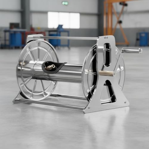 Simple Metal Hose Winder | Rust-Resistant Stainless Steel, Hose Reel with Hand Crank, Manual, for Garden, Yard, Gardeners, 100M - Image 3