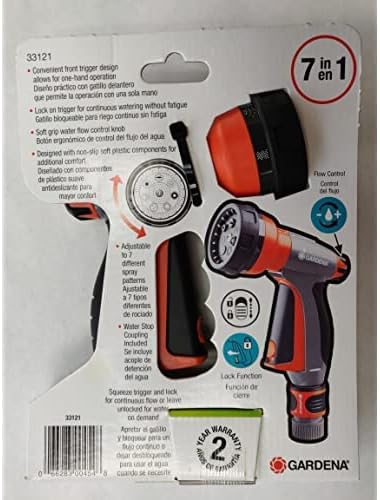 GARDENA 33121 7 in 1 Spray Nozzle Front Trigger, Water Stop - Image 4