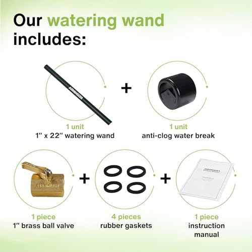 Watering Wand 22" L x 1" W Heavy Duty Garden Watering Wand For Garden Hose with Anti-clog Water Break - Watering Wand Can Be Used with Standard 3/4"Garden Hose with 3/4-1" Adapter Included - Image 5