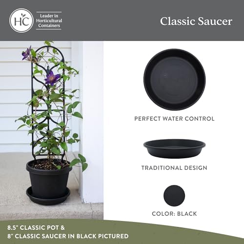 The HC Companies Flower Pot Saucers - Plastic Plant Saucer for Outdoors & Indoors - Traditional Design Plant Pot Trays for Water Drainage - Durable & Stylish Round Plant Tray (21-inch Black) - Image 4