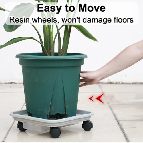 Rolling Plant Stand with Water Drawe, Bottom Watering Tray with Wheels - Image 4