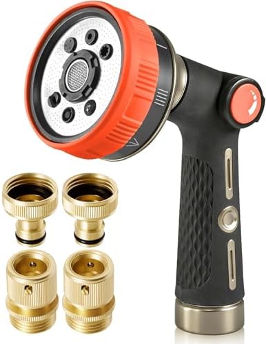 RainPoint Spray Nozzle & Quick Connect Kit | Zinc-Brass 8-Mode Water-Saving Combo by RainPoint