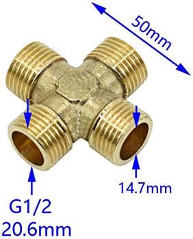 Quick Connect Garden Hose Male Thread 1/2 Inch Cross Joint Brass 4-way Manifold Threaded Joint Pipe 10Pcs (Color : Gold) - Image 4