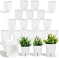 18 Pcs Self Watering Pots 3 Sizes Plastic Self Watering Planters Small Flower Plant Pot with Inner White Pot for Indoor House Plants, Flower (3", 4", 5") by Unknown