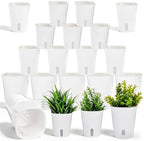 18 Pcs Self Watering Pots 3 Sizes Plastic Self Watering Planters Small Flower Plant Pot with Inner White Pot for Indoor House Plants, Flower (3", 4", 5") by Unknown