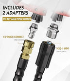 Pressure Washer Gun and Hose Kit, 4800PSI Flexible & Kink-Resistant - Steel Braided & Durable High Power Washer Hose 100 FT with 3/8" Swivel Quick Connector and M22 14mm Adapters & 5 Nozzles - Image 7