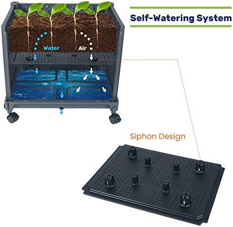 LINEX Raised Garden Bed Planter Box with Trellis, 67.6” Tomato Planters for Climbing Plants Vegetable Vine Flowers Outdoor Patio, Tomatoes Cage w/Self-Watering & Wheels - Image 5