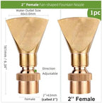 2pc Adjustable Brass Fan-Shaped Fountain Nozzle - 1/2", 3/4", 1", 1.5", 2" Threaded Interface for Garden Water Features(2 inch female) - Image 3