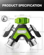 RAINPOINT Sprinkler Hose Timer with 2 Way Heavy Duty Metal Hose Splitter Programmable Watering Timer and 3/4 Inch GHT Y Spigot Splitter with Shut Off Valves for Faucet and Drip Irrigation - Image 4