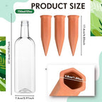 Ziliny 6 Sets Plant Watering Devices 6 Pcs Self Watering Spikes 6 Pcs 25 oz Plastic Bottles Slow Release Automatic Waterer Empty Liquor Bottles Terracotta Spikes for Vacation Plant (Ceramic Color) - Image 2