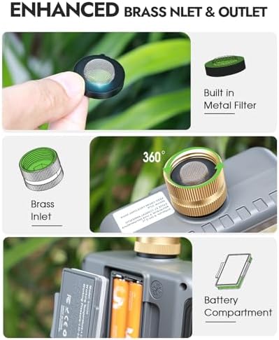 Insoma 2-Zone Sprinkler Timer with Brass Inlet, Water Hose Timer with Auto/Manual Modes + Rain Delay, Big LCD Display, for Garden, Yard Lawn, IPX5 Waterproof & Save Water - Image 2