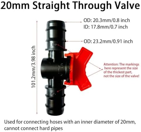 2Pcs Barbed Ball Valve in-Line Ball Valve Shut-Off Switch with Hose Barb Connector for Drip Irrigation Aquarium Garden Plastics(12mm 2pcs) - Image 7