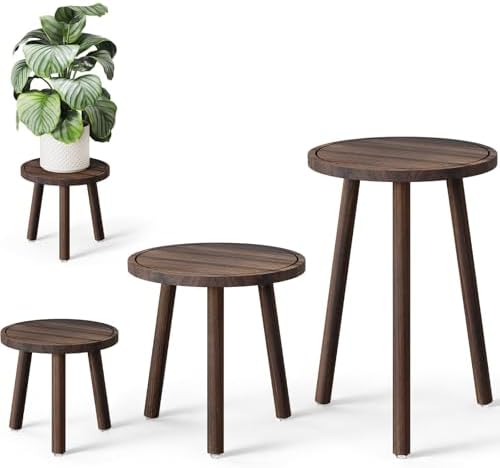 3-Pack Taller Plant Stand Indoor, Single Wood Plant Stool for 6-12 Inch Pot by Uneedem