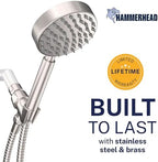 HammerHead Metal 1-Spray Shower Head with Handheld High Pressure, Long Hose - Image 2