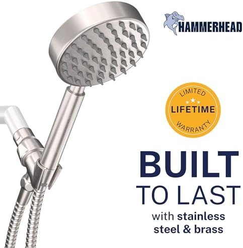 HammerHead Metal 1-Spray Shower Head with Handheld High Pressure, Long Hose - Image 2