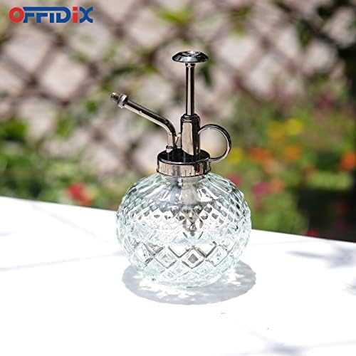 OFFIDIX Plant Mister, 300ML Vintage Glass Spray Bottle with Plastic Top Pump,Pressure Watering Can,Water Spray Bottle with Adjustable Nozzle - Image 4