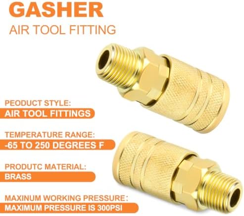 GASHER 12PCS 3/8"MNPT Brass Industrial Coupler,1/4 Flow Quick Connect Air Coupler - Image 4