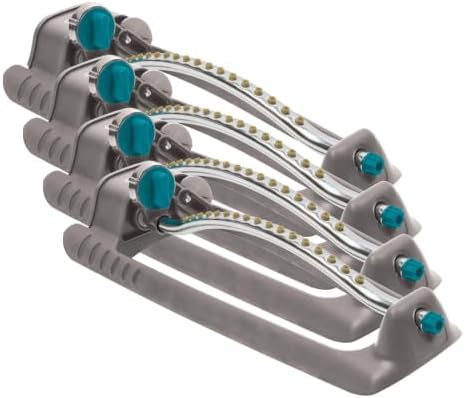 Gilmour Adjustable Rectangular Lawn-Sprinkler, Water Sprinkler for Large Area Coverage, Hose_Sprinkler for Lawn and Garden, Gray (Pack of 4) by Gilmour
