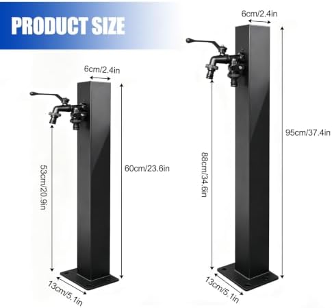 Outdoor Faucet Stand with Hose Holder, Freestanding Garden Water Column, Stainless Steel Outdoor Water Station for Garden Hose Connection - Image 2