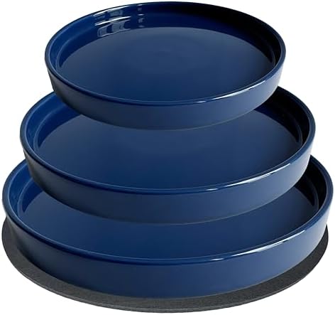 Yukfona Ceramic Plant Saucer Pot Tray 6, 8, 10 Inch Blue, Planter Saucers for Indoors Outdoor, Durable Sturdy Flower Drainage drip Water Tray for Glazed Pots Base by YUKFONA