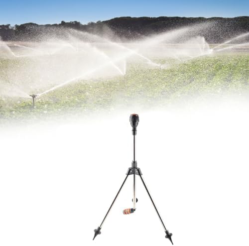Tripod Sprinkler, 360 Degree Rotating Lawn Sprinkler Adjustable Height and Angle with Metal Tripod Base for Large Yard Garden Lawn Sprinkling System - Image 5