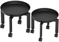TOSKING 2-Pack Plant Stands with Wheels, Drip Trays, Black Metal by TOSKINGESSENCE