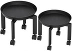TOSKING 2-Pack Plant Stands with Wheels, Drip Trays, Black Metal by TOSKINGESSENCE