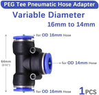 For Variable Diameter For Tee Hose Adapter Slip Lock For Pneumatic Tube Fittings For Quick Insert For DIY For Garden Irrigation For Connect Repair 1 Pcs/5 Pcs(PEG 16mm to 14mm,5 pcs) - Image 2