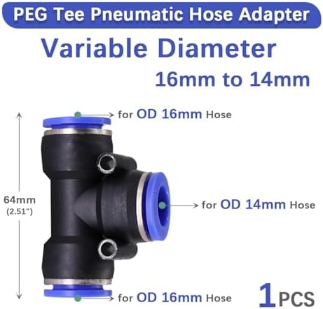 For Variable Diameter For Tee Hose Adapter Slip Lock For Pneumatic Tube Fittings For Quick Insert For DIY For Garden Irrigation For Connect Repair 1 Pcs/5 Pcs(PEG 16mm to 14mm,5 pcs) - Image 2