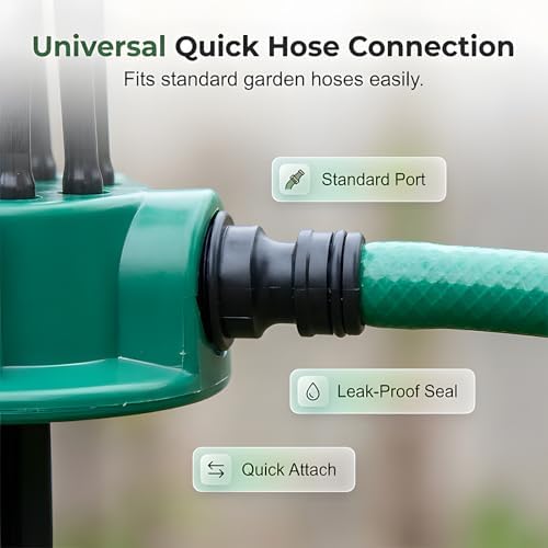 360 Degree Multi-Directional Lawn Sprinkler with Flexible Nozzles - Adjustable Spray for Garden Irrigation & Customizable Yard Watering System, Spike Base (3PCS) - Image 4