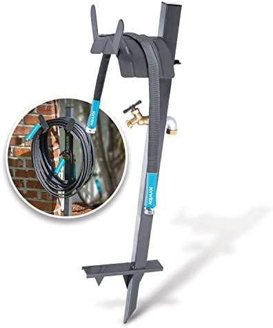 Aqua Joe SJ-SHSBB3LIH Garden Hose Stand with Brass Faucet and 3 ft Lead in Hose, Gray by AquaJoe%C2%AE