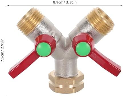 Operitacx 1 Set Y Garden Hose Splitter With Shut-Off Valve - 2 Way Water Adapter - Brass Hose Connector - Tap Divider for Outdoor Lawn Yard Irrigation - Image 2