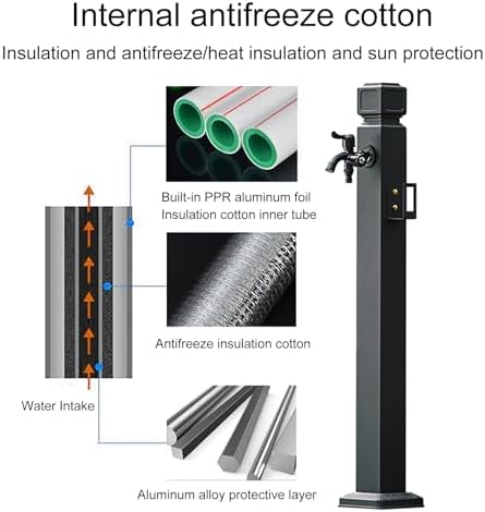 Vertical Garden Water Column, Outdoor Faucet with Double Outlet and Spray Gun, Decorative Water Fountain for Yard, Hose Stand - Image 4