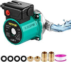 VEVOR Hot Water Recirculating Pump, 93W 110V Water Circulator Circulating Pump, with 3/4″ G Thread, Compatible with 1/2″ NPT, Stainless Steel Head, 3 Speed Control for Electric Heater System by VEVOR
