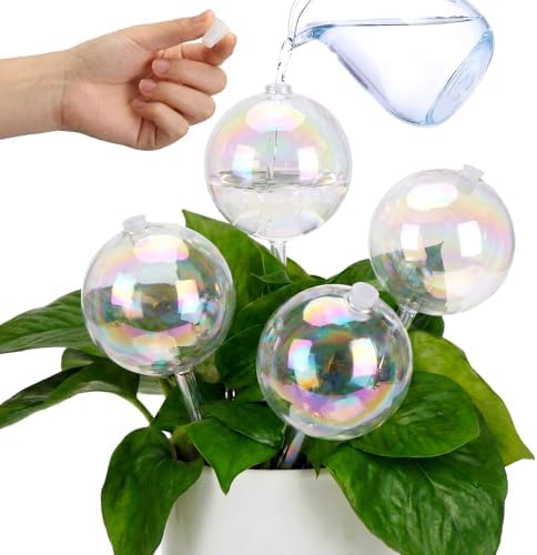 Chumia 4 Pcs 23 oz Glass Plant Self Watering Globes Large Iridescent by Chumia