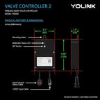 YoLink Wireless Smart Valve Control Kit, NSF Certified 1" Stainless Steel Motorized Valve, Wireless Controller 2, LoRa Long Range, D2D Offline with Leak Sensors, 2 Years Battery backup - Image 2