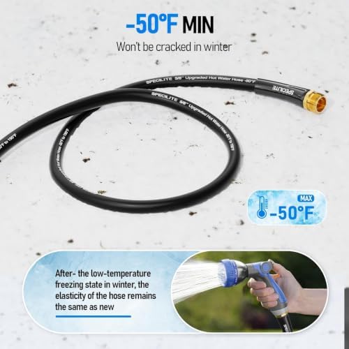 SPECILITE Retractable Garden Hose Reel with 5/8" 50ft Hot/Cold Pipe, Black - Image 3