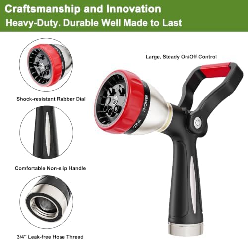 FANHAO Fireman Style Garden Hose Nozzle Heavy Duty Metal, 8 Spray Patterns - Image 4