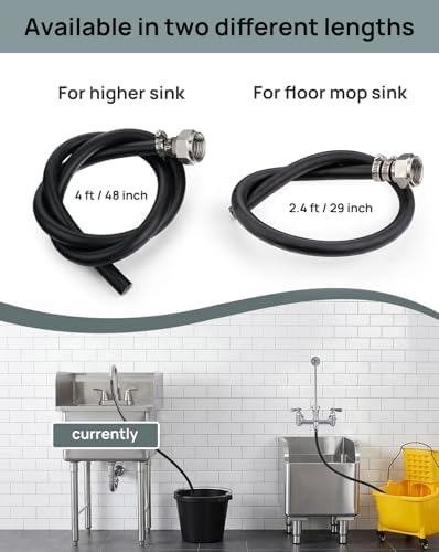 3/4" Hose Thread, 3.9 ft Mop Sink Hose for Commercial Service Sink Faucet - Image 2