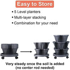 DUNCHATY Stackable Planter, Vertical Garden Planter with Wheels and Tools, Self Watering Strawberry Indoor/Outdoor 5 Tier Tower Herb for Growing Vegetables Succulents, Dark Gray - Image 6
