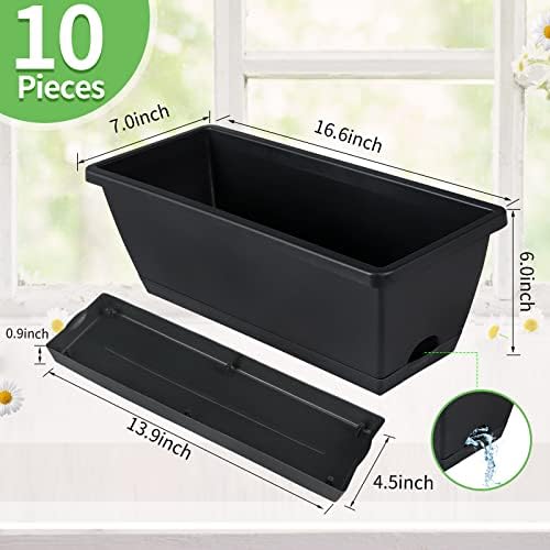 Window Box Planter,10Pack Plastic Vegetable Flower Planters Boxes - Image 2