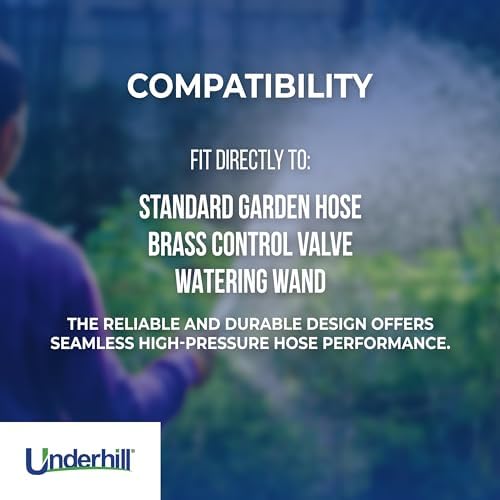 Underhill Precision Cloudburst Garden Water Hose Nozzle, Sprayer, 48 GPM 80 PSI, 3/4-Inch Thread Inlet, Heavy-Duty Brass and Rubber, HN4800 - Image 4