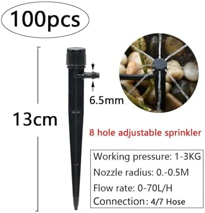 Garden Supplies Garden Drip Irrigation Sprinkler Watering Misting Nozzle Dripper with Plastic Spike Inserting Ground Fit 4/7mm Hose Greenhouse Nozzle(C) - Image 2