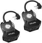 Outdoor Timer Outlet Waterproof, 24 Hour Mechanical Light Timer Outdoor, 2 Grounded Outlets for Home and Garden, 15A 1/2HP, Heavy Duty, ETL Listed (2 Packs) by TiFFCOFiO