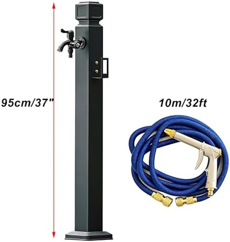 Outdoor Garden Water Column with 32ft Flexible Hose Spray Gun, Aluminum Alloy Freestanding Garden Water Column for Yard, Car Washing(96cm/39in) - Image 2